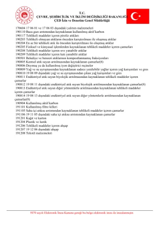 Atıktan Türetilmiş Yakıt (ATY) Hazırlama Tesisi İzin Belgesi